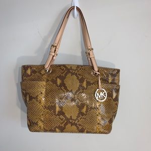 Micheal Kors Faux Snake Skin Shoulder Tote Bag